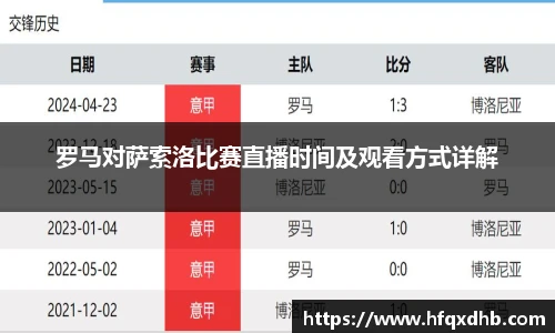 罗马对萨索洛比赛直播时间及观看方式详解